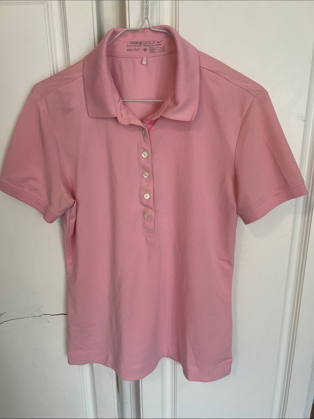 Nike Women's Light Pink Button-Down Golf Polo